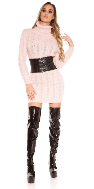 turtleneck cable knit sweater / dress Pink